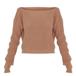 PLT | Off The Shoulder Crop Sweater